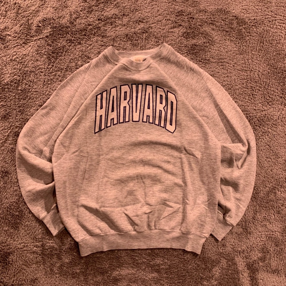 Vintage‎ 90s Harvard University Sweatshirt XL Gray Made in USA